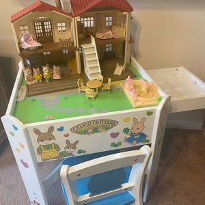 Calico critter house, chair, table and accessories!